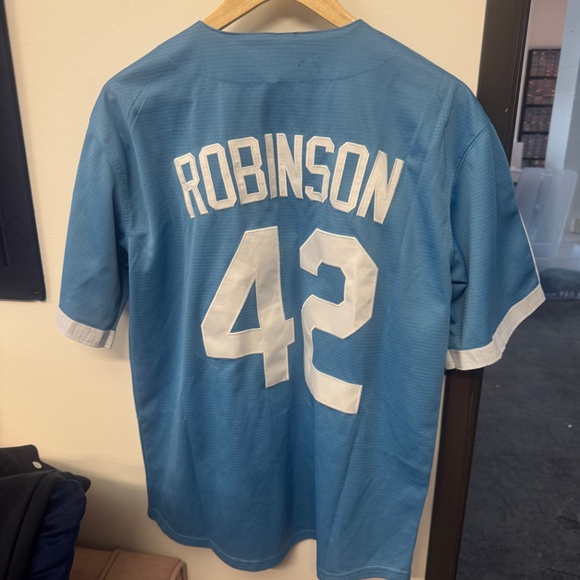 Jackie Robinson #42 Brooklyn Dodgers Blue Throwback Jersey - Size Small - Picture 3 of 3